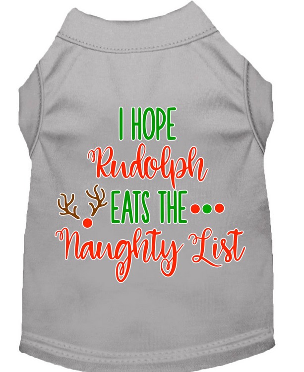 Hope Rudolph Eats Naughty List Screen Print Dog Shirt Grey Sm